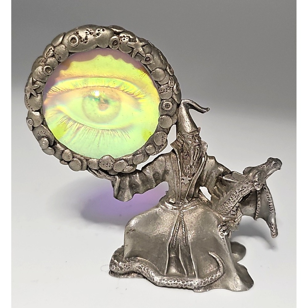 1991 Gallo Wizard Hologram Pewter Figurine Sorcerer Seer Dragon Eye Fantasy
